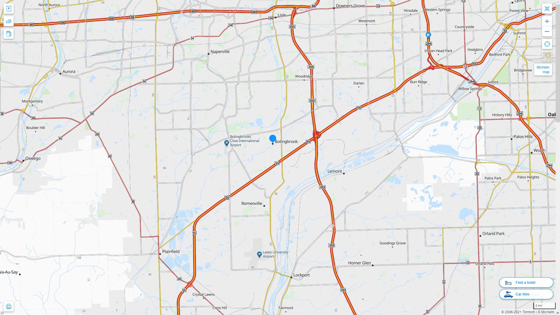 Bolingbrook illinois Highway and Road Map